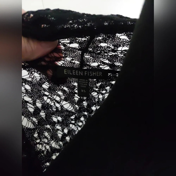Eileen Fisher Wool lace Duster cardigan black size xsmall - Picture 9 of 10